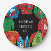 醜いセーターのクリスマスの紙皿 ペーパープレート (正面)