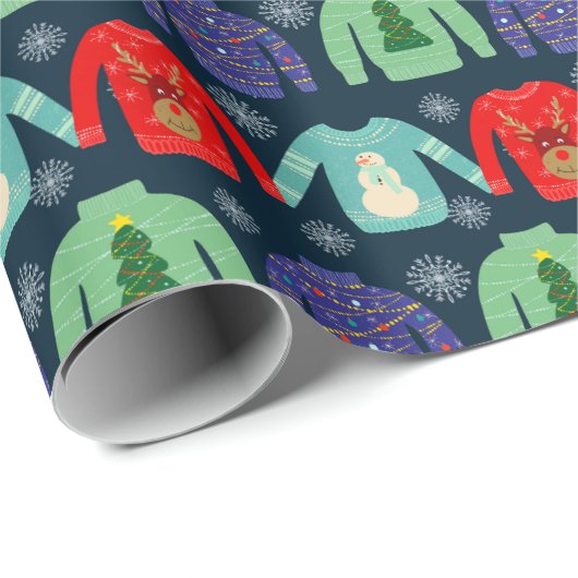 醜いセーターのクリスマスイラストレーション雪の結晶 ラッピングペーパー (ロールコーナー)