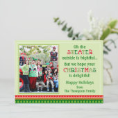 醜いセーターのクリスマスカード、粘着性のセーターの写真 招待状 (スタンド正面)