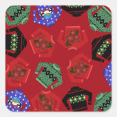 醜いセーターのクリスマススススススクエアステッカー、光沢 スクエアシール (正面)