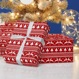 醜いセーターのクリスマスツリーとトナカイ ラッピングペーパー