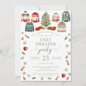 醜いセーターのクリスマスパーティの招待状 招待状 (正面)
