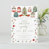 醜いセーターのクリスマスパーティの招待状 招待状 (スタンド正面)