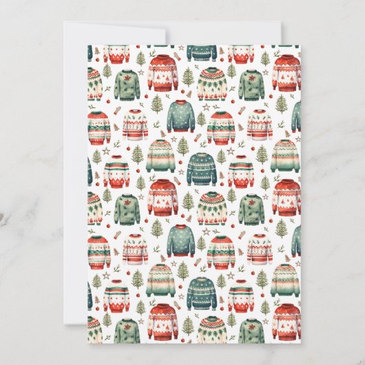 醜いセーターのクリスマスパーティの招待状 招待状 (裏面)