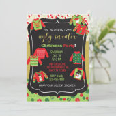 醜いセーターのクリスマスパーティの招待状。 招待状 (スタンド正面)
