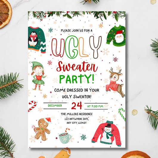 醜いセーターのクリスマスパーティーの招待状, クリスマス