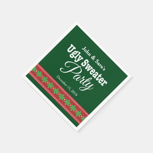 醜いセーターのクリスマスパーティーパーソナライズされた、 スタンダードカクテルナプキン (角)