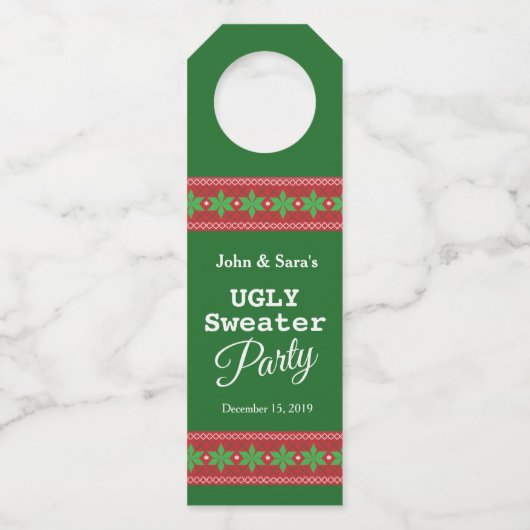 醜いセーターのクリスマスパーティーパーソナライズされた、 ボトルネックタグ (正面)