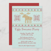 醜いセーターのクリスマスホリデーパーティーの招待 招待状 (正面/裏面)