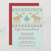 醜いセーターのクリスマスホリデーパーティーの招待 招待状 (正面/裏面)