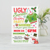 醜いセーターのクリスマス招待状 招待状 (スタンド正面)