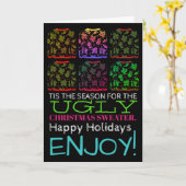 醜いセーターのクリスマス挨拶 カード (黄色い花)