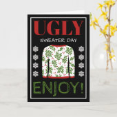 醜いセーターのクリスマス挨拶 カード (黄色い花)