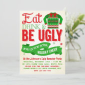 醜いセーターのクリスマス・パーティの休日の招待状 招待状 (スタンド正面)