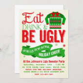 醜いセーターのクリスマス・パーティの休日の招待状 招待状 (正面/裏面)