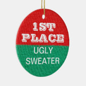 醜いセーターのクリスマス・パーティの勝者の第1賞 セラミックオーナメント (右)