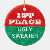 醜いセーターのクリスマス・パーティの勝者の第1賞 セラミックオーナメント (裏面)