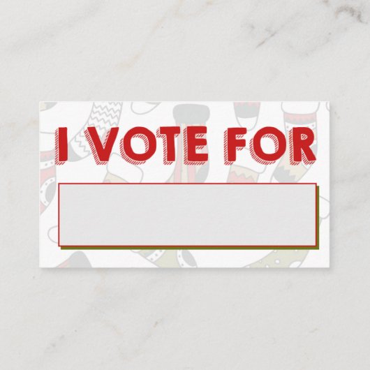 醜いセーターのクリスマス・パーティの投票の投票用紙カード 名刺 (裏面)