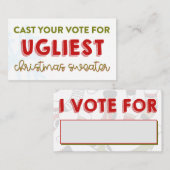 醜いセーターのクリスマス・パーティの投票の投票用紙カード 名刺 (正面/裏面)