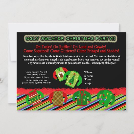 醜いセーターのクリスマス・パーティの招待 招待状 (正面)