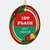 醜いセーターのクリスマス・パーティの第1受賞者 セラミックオーナメント (右)