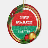 醜いセーターのクリスマス・パーティの第1受賞者 セラミックオーナメント (左)