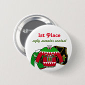 醜いセーターのコンテストの勝者 缶バッジ (正面&裏面)
