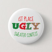 醜いセーターのコンテストボタン 缶バッジ (正面)