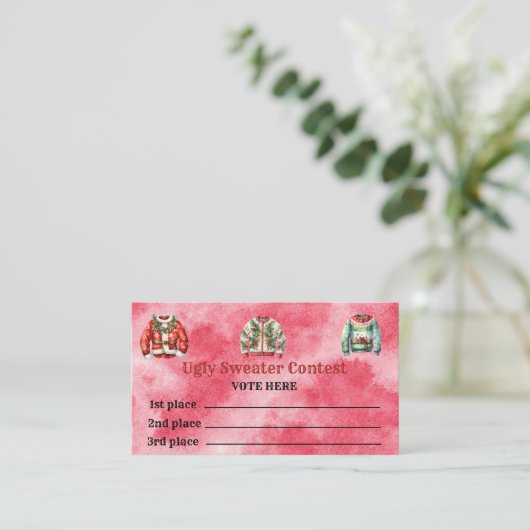 醜いセーターのコンテスト投票カード コーリングカード (スタンド正面)