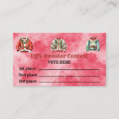 醜いセーターのコンテスト投票カード コーリングカード (正面)