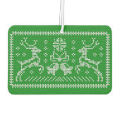 醜いセーターのジャングルのベルクリスマスデアーズグリーン カーエアーフレッシュナー (裏面)