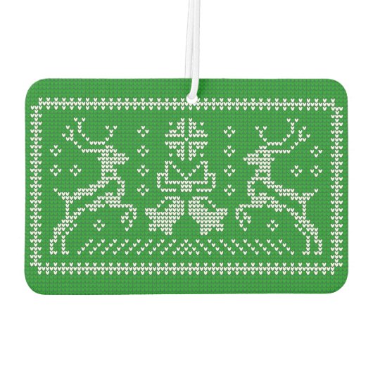 醜いセーターのジャングルのベルクリスマスデアーズグリーン カーエアーフレッシュナー (裏面)