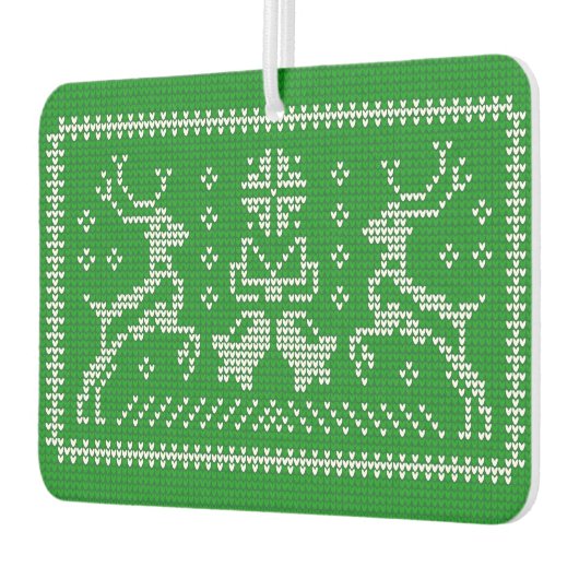 醜いセーターのジャングルのベルクリスマスデアーズグリーン カーエアーフレッシュナー (左)