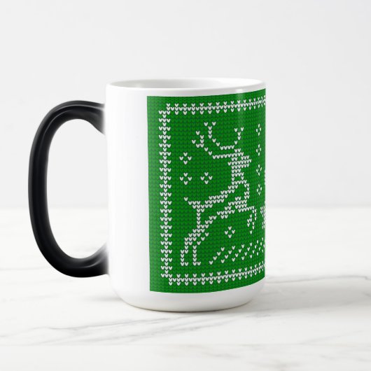醜いセーターのジャングルのベルクリスマスデアーズグリーン モーフィングマグカップ (左)
