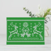 醜いセーターのジャングルのベルクリスマスデアーズグリーン 招待状 (スタンド正面)