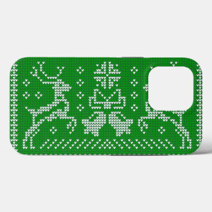 醜いセーターのジャングルのベルクリスマスデアーズグリーン iPhone 13 PROケース