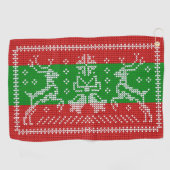 醜いセーターのジャングルのベルクリスマストナカイ ゴルフタオル (横)