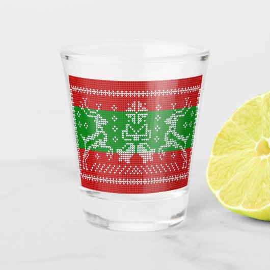 醜いセーターのジャングルのベルクリスマストナカイ ショットグラス (正面)