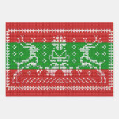醜いセーターのジャングルのベルクリスマストナカイ ラッピングペーパーシート (正面2)