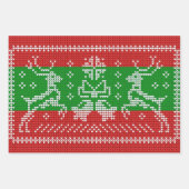 醜いセーターのジャングルのベルクリスマストナカイ ラッピングペーパーシート (正面)