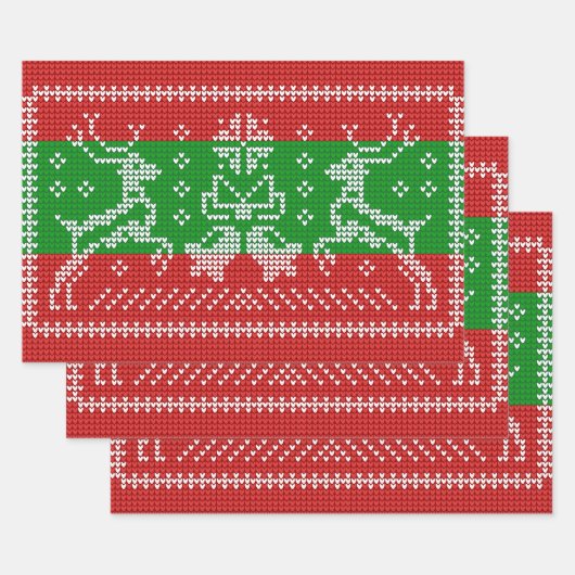 醜いセーターのジャングルのベルクリスマストナカイ ラッピングペーパーシート (セット)
