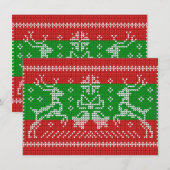 醜いセーターのジャングルのベルクリスマストナカイ 招待状 (正面/裏面)