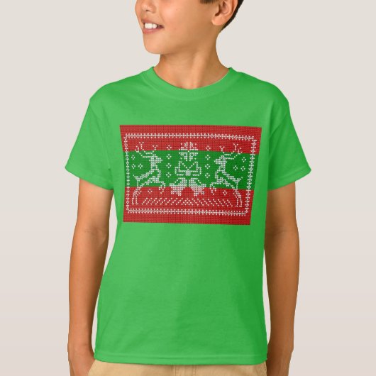 醜いセーターのジャングルのベルクリスマストナカイ Tシャツ (正面)