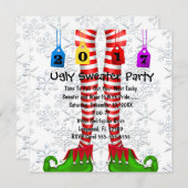 醜いセーターのパーティーの招待に貯蔵しているかわいい2017年の小妖精や小人 招待状 (正面/裏面)