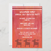 醜いセーターの時間とパーティーファミリーの赤い水彩 招待状 (裏面)