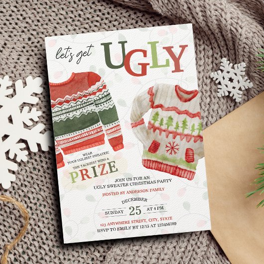 醜いセーターをゲットしようクリスマスパーティー 招待状