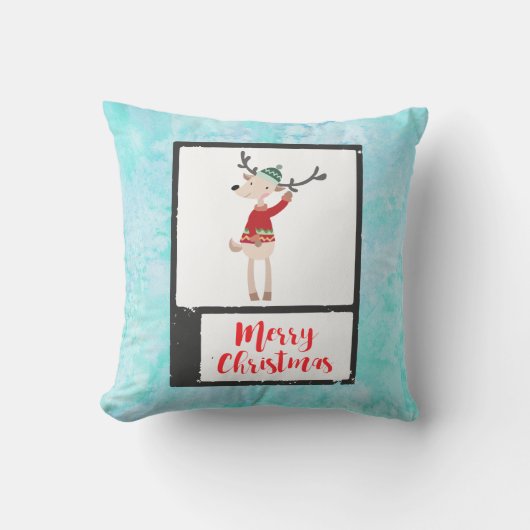 醜いセーターを着たクリスマスのトナカイお洒落 クッション (正面)