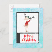 醜いセーターを着たクリスマスのトナカイお洒落 シーズンポストカード (正面/裏面)