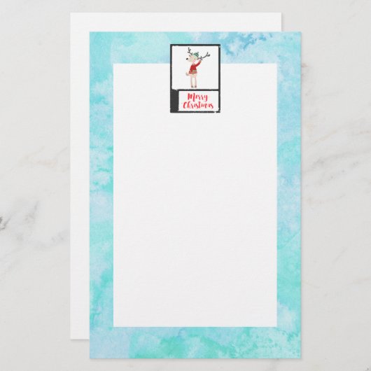 醜いセーターを着たクリスマスのトナカイお洒落 便箋 (正面/裏面)