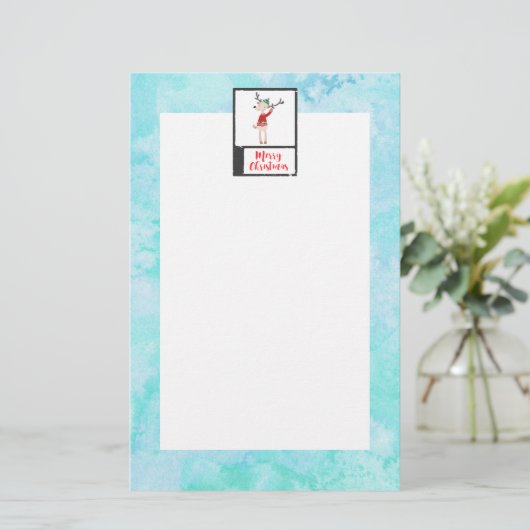 醜いセーターを着たクリスマスのトナカイお洒落 便箋 (スタンド正面)